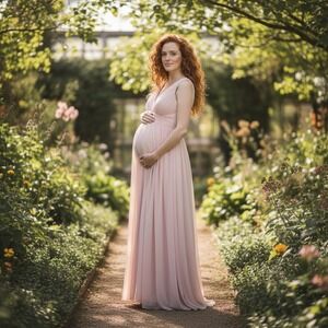 Jessica Simpson‎ Maternity Pink Chiffon Pleated V Neck Maxi Dress S Elegant